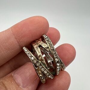 Gold and Silver Crystal Band Ring
